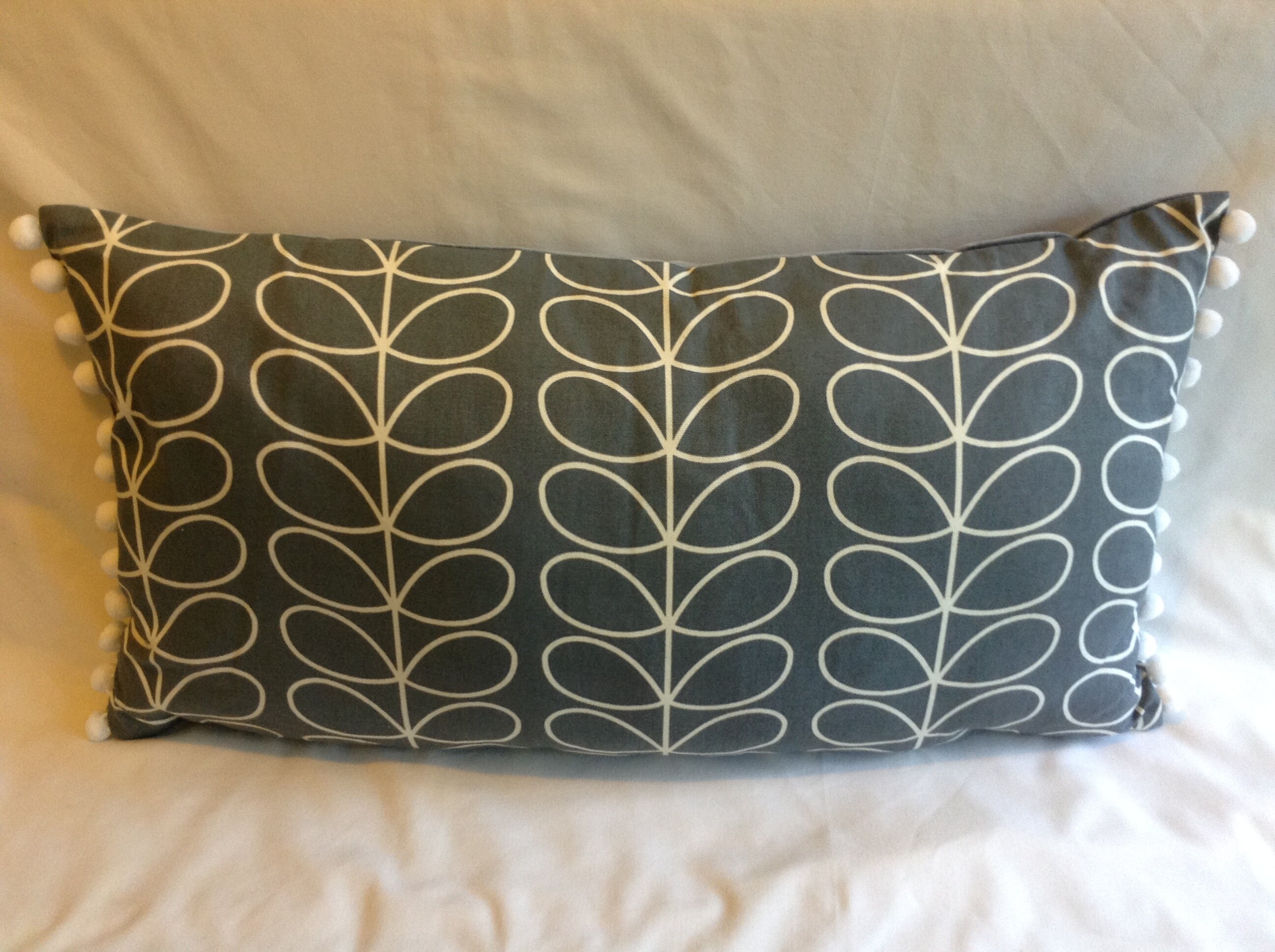 Handmade Orla Kiely Retro striped grey petal Pattern fabric Cushion pad BNEW