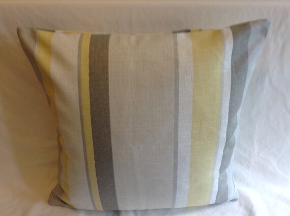 Old Gold STRIPE DESIGN COTTON CUSHION COVER 16"/41cm Grey Ivory. Old Gold STRIPE DESIGN COTTON CUSHION COVER 16"/41cm Grey Ivory.