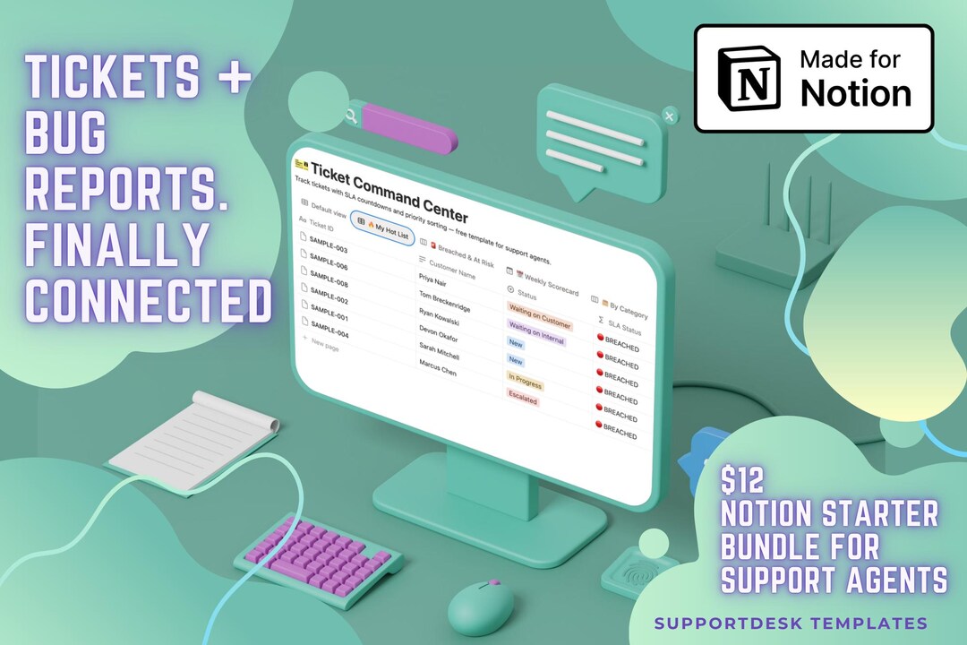 Notion Template for Support Agents — Ticket Tracker + Bug Report ...