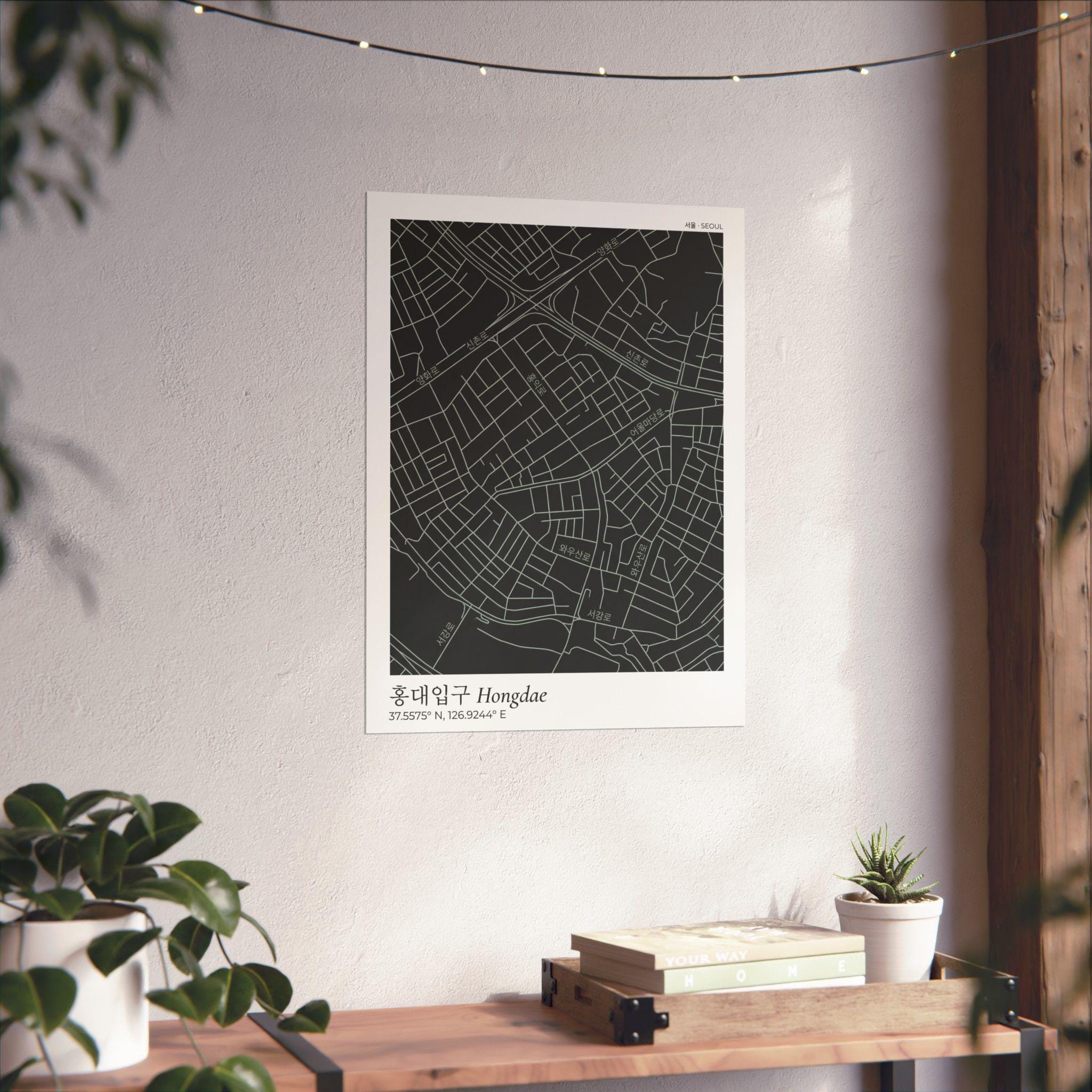 Hongdae City Map Matte Poster | Vertical Map Print, Coordinates - Etsy