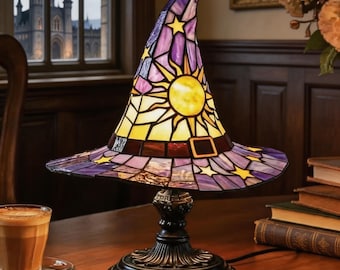 Tiffany-Stil Hexenhut-Lampe, Magisches Zauberer-Nachtlicht, Gothic Wohnkultur