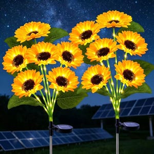 Luci a LED a energia solare a forma di girasole - Decorazione per vialetti da giardino esterni