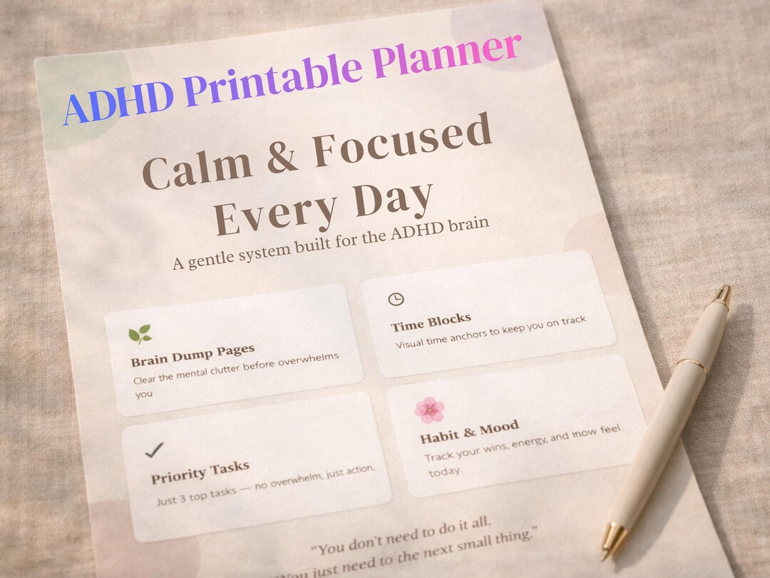 ADHD Planner Printable PDF · Daily · Weekly Planner · Habit Tracker ...