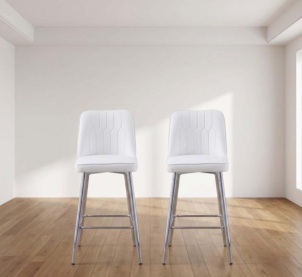 Tabouret De Bar Design Chic - Assise Matelassée & Piétement Effet Bois