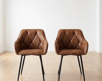 Juego de 2 sillas de comedor "Fauve Diamond Heritage" – Comodidad acolchada y diseño industrial moderno.