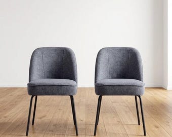 2er-Set Esszimmerstühle „Ebenholz & Leinenmischung“ – Frühlingskomfort und zeitlose Eleganz