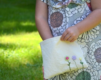 Reusable Snack Bag, Eco Snack Bags, Button Flowers Snack Bag, Stocking Stuffer under 10