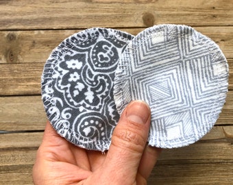 Reusable Facial Rounds, GRAY Mix Cosmetic Rounds, Zero Waste Makeup Remover Pads, Eco-Friendly Face Scrubbies, Add on Wash Bag