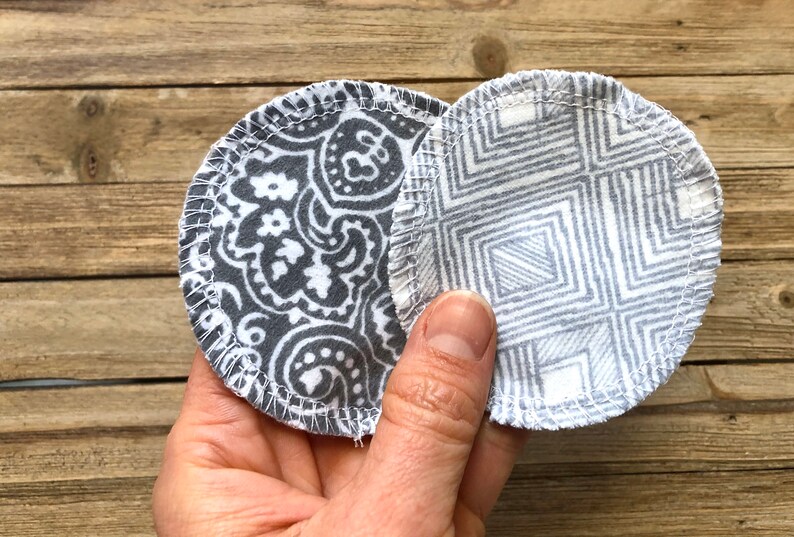 Reusable Facial Rounds, GRAY Mix Cosmetic Rounds, Zero Waste Makeup Remover Pads, Eco-Friendly Face Scrubbies, Add on Wash Bag image 1