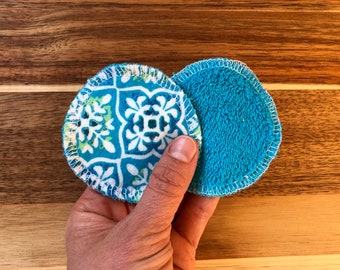 Terry Flannel Facial Pads, Zero Waste Makeup Remover Pads, Reusable Facial Scrubbie