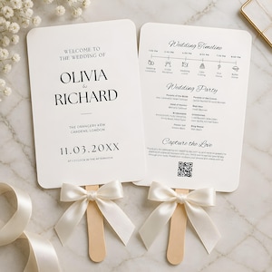 Wedding Program Digital Download Canva - Editable Template, Modern Fan Design for Elegant Ceremony