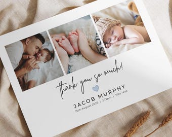 Personalised Baby Photo Thank You Card Template | Newborn Announcement (Digital Download)