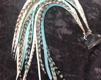 Turquoise Mint Feather Earrings