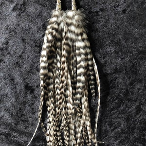 Natural Feather Earrings Grizzly Full Fluffy