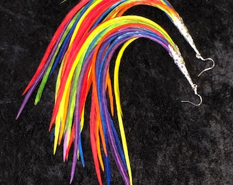 Rainbow Feather Earrings
