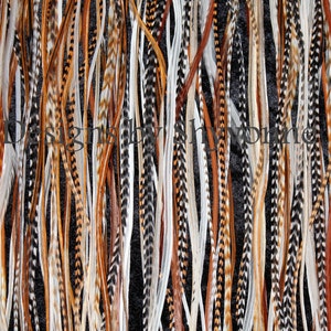 10 Xlong Loose Feathers 13-16”+ (33-41cm) Premium Natural Hair Feathers Extensions (Grizzly & Solid Colors like pictured)