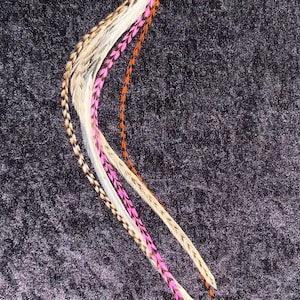 Natural Browns with Pink 12”+ Hair Feather Extensions Bundle