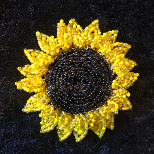 Beaded Sunflower Hair Flower Barrettes Hair Clip yellow