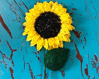 French Beaded Sunflower Forever Flower