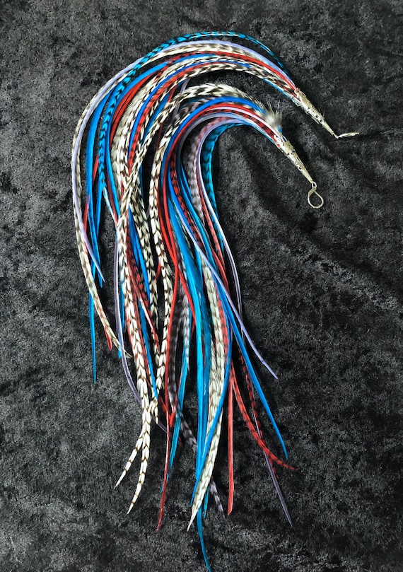 Extra Long Length! Turquoise Teal Purple White & Red Grizzly  display picture 3