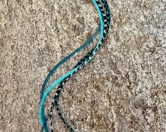 Turquoise, Teal und Grizzly 12 ”+ Haarfeder-Verlängerungs-Bundle