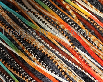 50 6-9” (15-23cm) Loose Natural and Color Mix Hair Feathers Extensions (Grizzly, Solid and fade colors as pictured)