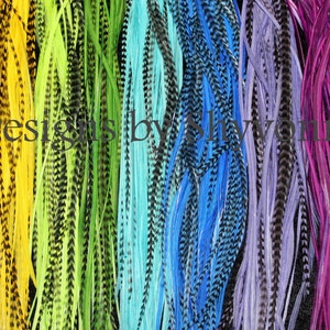 25 Loose Feathers 9-12” (23-31cm) Premium Dyed Hair Feathers Extensions Pick YOUR OWN COLORS Grizzly, Solid, Ombre & Fade