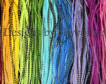 50 6-9” (15-23cm) Premium Dyed Hair Feathers Pick YOUR OWN COLORS, Ombre Fade Any Color Combo!