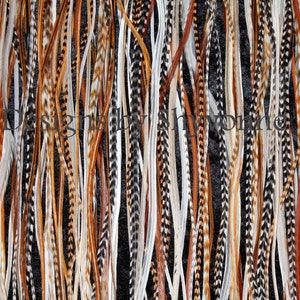 50 Loose Feathers 9-12” (23-31cm) Premium Natural Hair Feathers Extensions (Grizzly & Solid Colors like pictured)