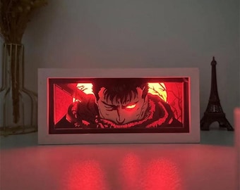 Caja de luz personalizada estilo Berserk / Regalo de anime / Caja de luz estilo manga / Luz nocturna de anime / Regalo para fans del anime
