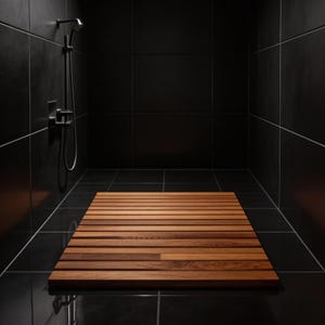 Alfombrilla de ducha de teca hecha a mano, alfombra de baño de madera impermeable y antideslizante, plataforma para suelo de spa.
