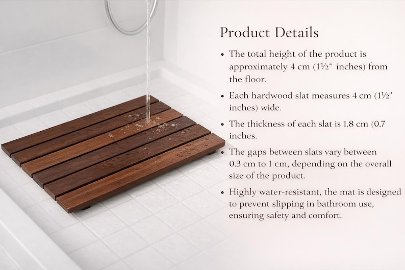 Hydro Rug Shower Mat Teak Shower Mat Waterproof, Non Slip Wooden Bath Mat, Spa Shower Floor ...