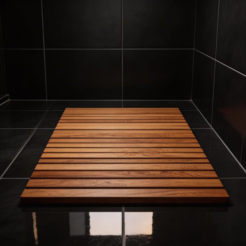 Slatted Mat Teak Shower Duckboard, Wooden Bath Mat, Luxury Shower Platform, Non ...