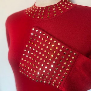 calvin klein sweater dress red Calvin Klein red sweater dress size S. Has studs on