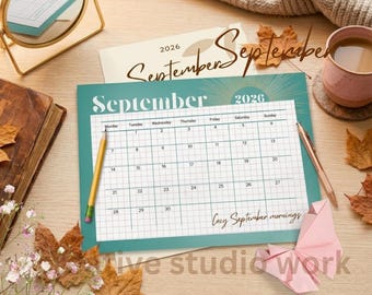 Printable September 2026 Calendar | Editable Monthly PDF Planner | School & Homeschool Calendar |  Digital Download