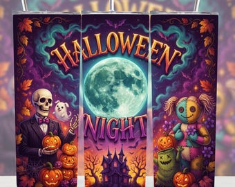 Spooky Horror Halloween Tumbler PNG | Nightmare-Inspired 20oz Tumbler Wrap | Creepy Halloween Sublimation Design | Digital Download