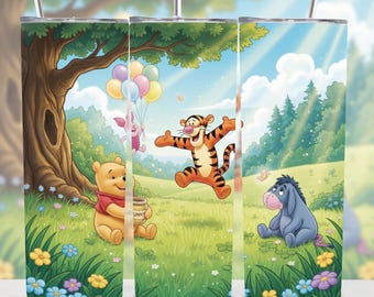 Pooh & Friends 20oz Tumbler Wrap PNG | Cute Cartoon Honey Design | Skinny Tumbler Sublimation | Digital Download
