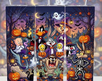Bugs Bunny Retro Cartoon Tumbler PNG | Halloween Humor Pumpkin Wrap | Horror Character Sublimation Design | Digital Download