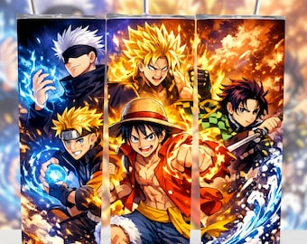 Anime Heroes 20 Unzen Tumbler Wrap | Cartoon-Stil Skinny Cup Design | Digitaler Download