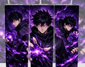 Anime Sorcerer Tumbler Wrap PNG • Dark Energy Skinny Cup Sublimationsdatei (Digitaler Download)
