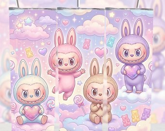 Regenbogen Monster Tumbler Wrap PNG | Pastell Fantasy Kreatur Sublimationsdesign (digitaler Download)