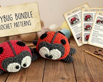 Ladybug Crochet Pattern PDF | Amigurumi Ladybug, Beetle & Butterfly Patterns | Cute Crochet Insect Toys | Digital Download