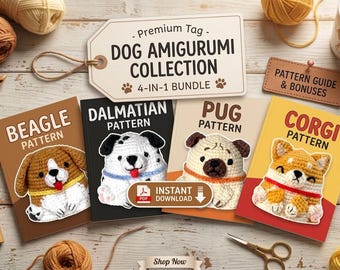 Crochet Dog Pattern PDF | 4+ Amigurumi Puppy and Beagle Patterns | Cute Crochet Plush Dog and Plushie Patterns | Instant Digital Download