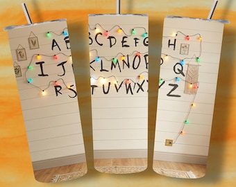 Ästhetische ABC Wall 20 Unzen Tumbler Wrap | Niedliches Fantasy Cartoon Design | Sofortige digitale Download-Datei