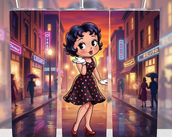 Diseño PNG de vaso térmico de Betty Boop de 20 oz / Diseño de vaso térmico delgado en 3D (Descarga digital)
