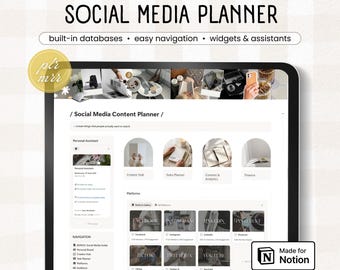 Social Media Planner, Notion Content Creator Dashboard | All-in-One Notion Template for Analytics and Workflow