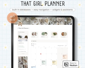 That Girl Planner | All-in-One Notion Template for Daily Planning, Wellness, Goals, Habits & Life Organization