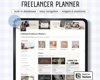 Freelancer Notion Planner, Entrepreneur Dashboard | All-in-One Notion Template for Freelance Business