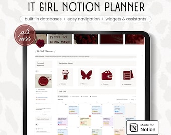 It Girl Notion Planner | Aesthetic Life Dashboard Template | Self-Improvement, Wellness, Productivity, Goal Planner | PLR & MRR