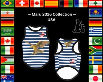 USA Eagle Dog Tank Maru 2026 | Blue Stripe Pet Shirt American Eagle | 4th July Dog Gift | Frenchie Tee | Pet Lover Gift